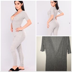 Fast Love Henley Jumpsuit Grey